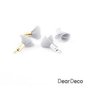 1705bu01 미니쉬폰꽃태슬(小)그레이/1개/도금선택/귀걸이재료,귀걸이부자재