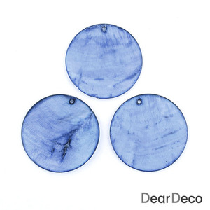 자개 반투명라운드(中)블루 2개 악세사리재료 비즈재료 귀걸이부자재 p1706-07
