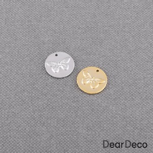 미니 코인펜던트 나비 고급무광(1개)작고귀여운 동전목걸이팔찌재료 m2006-37
