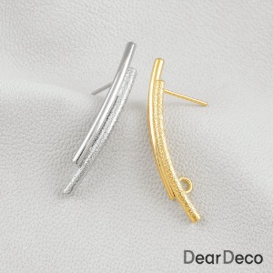 두줄 곡면파이프 귀걸이 무니켈침(좌우1쌍)귀걸이재료 주얼리부자재 m2111-48