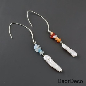 [디자인샘플-재료구매]못난이 막대진주 귀걸이만들기(원석칩 색상선택) diy2208-09