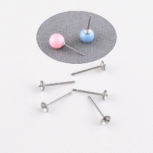 스테인레스스틸 반구멍침 컵포스트 귀걸이(4mm) (5쌍) 써지컬 귀걸이만들기 m2105-23