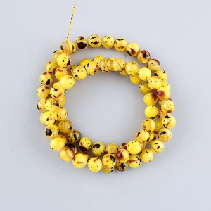 자개 라운드 얼룩무늬 옐로우(약5mm) (1줄) 비즈공예 팔찌 목걸이만들기 p2305-10