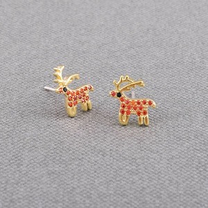 미니 루돌프사슴 귀걸이 은침 큐빅(1쌍)귀여운 크리스마스악세사리 m2012-01