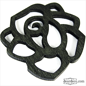 투각 장미 우드 블랙(약35mm,1개) 귀걸이재료 악세사리부자재 w0902-03