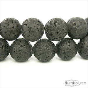 화산석 라운드형 블랙(폭9.5~10mm) (5개) 원석비즈 팔찌재료 g1301-05
