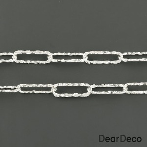 실버 무늬 커팅 클립형체인(폭 약4mm)(약18cm)은팔찌부자재 목걸이만들기 s2207-21