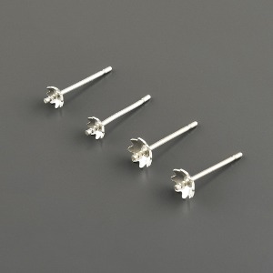 실버 반구침 꽃 컵포스트 붙는 귀걸이부자재(약4mm 5mm) (1쌍) s2311-09
