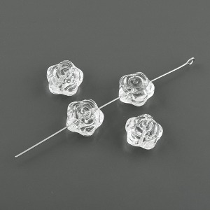 투명 글라스 통통장미꽃 양면 통과형 팔찌 귀걸이재료 (2개) e2405-17